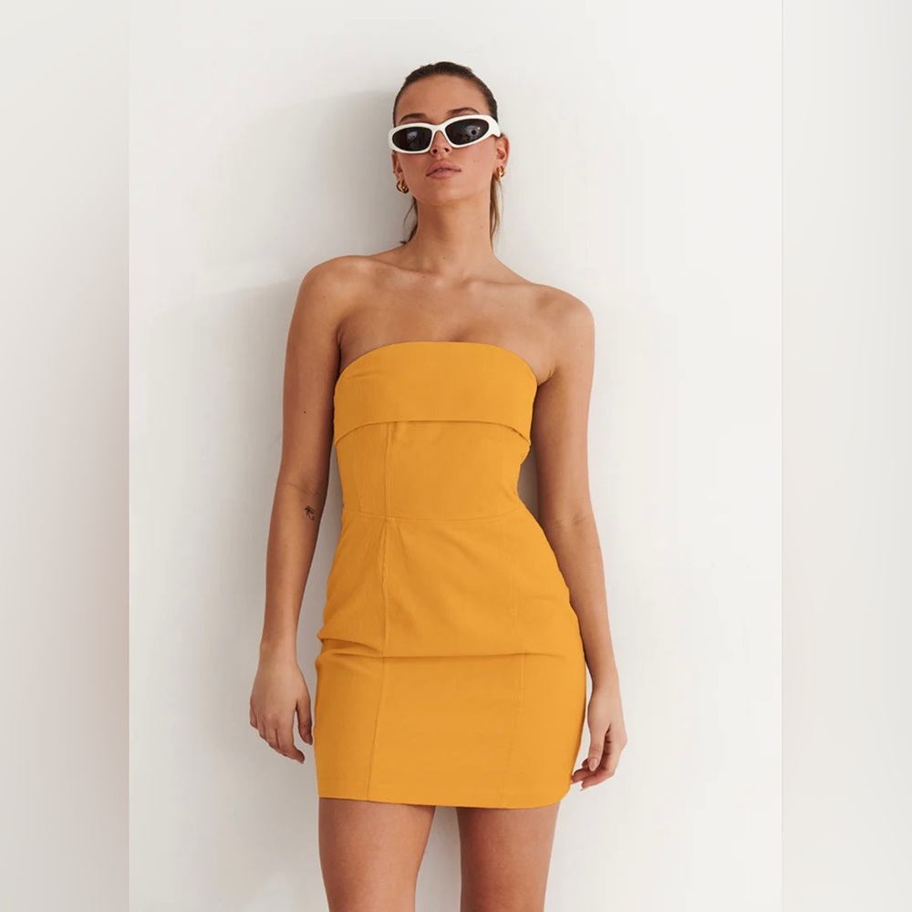Orange Corduroy Bodycon Dress